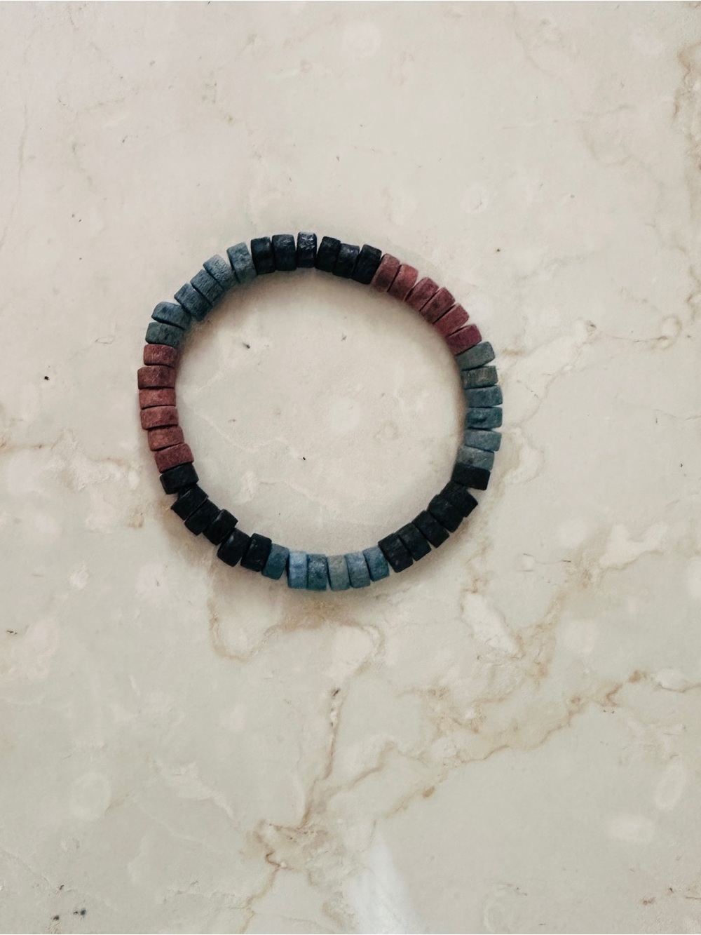 Men's Beaded Stretch Bracelet in Blue, Black & Maroon